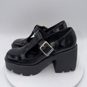 Steve Madden Paloma Platform Mary Jane Black Patent Leather Women's Size 8